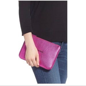 BALENCIAGA Everyday Logo Pouch Clutch - Metallic Rose Pink